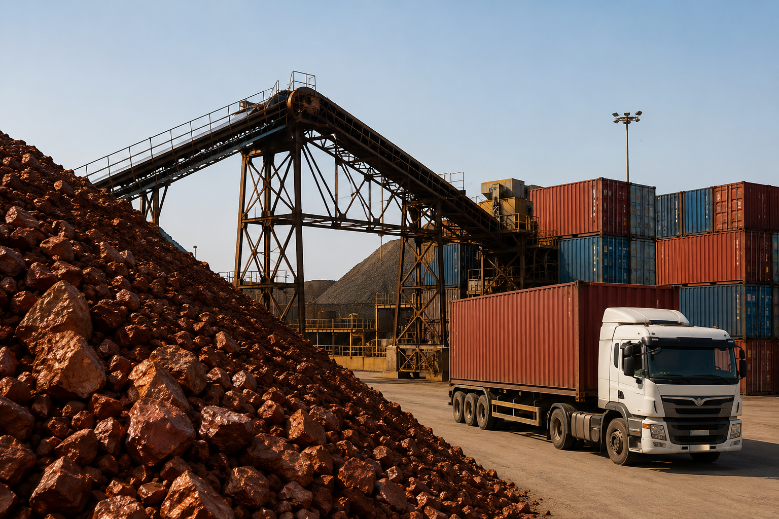 Copper handling, mineral logistics and container transport operations